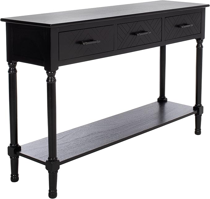 SAFAVIEH Home Collection Peyton Black 3-Drawer Lower Shelf Console Table CNS5705B