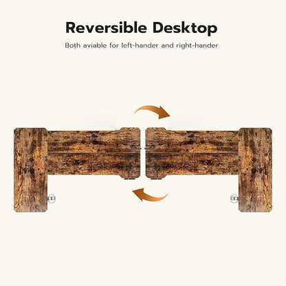 59 Inch L Shaped Standing Desk Adjustable Height, Electric Corner Standing Desk, Sit Stand Computer Table with Reversiable Splice Board, Rustic Brown