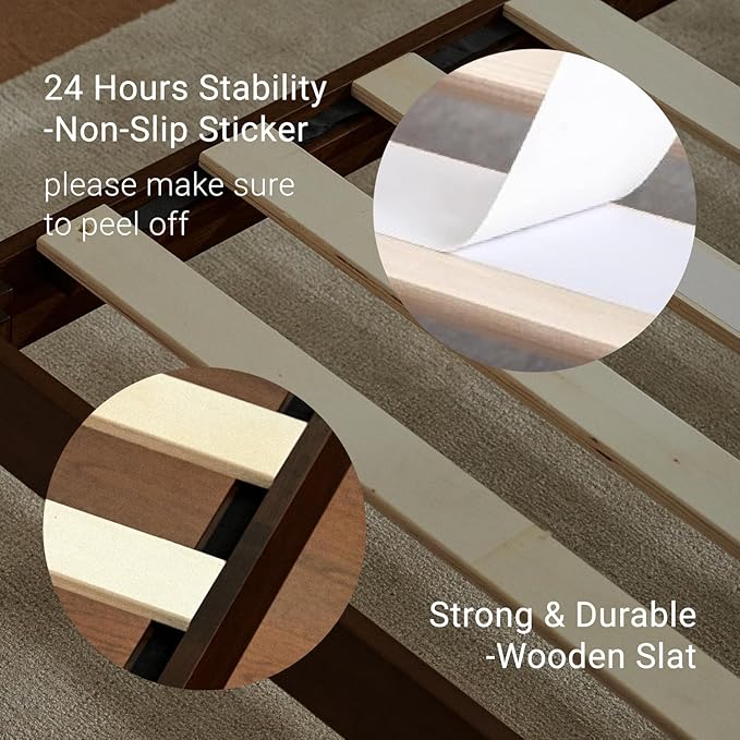 LIFEMENT Classic Wood Platform Bed Frame, Essential, Noise Free, Under Bed Storage, No Box Spring Needed, Easy Assembly (Walnut, King (U.S. Standard))