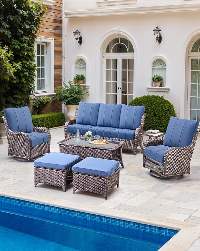 Luxury 24x24x6 Inch Kitty Outdoor Chair Cushions Set of 4 - Heavy Duty Water-Resistant Comfortable Cushion for Patio Furniture Dining Gliding Rocking Chair Loveseat Sofa - Navy Blue