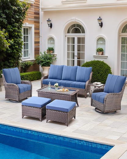Luxury 24x24x6 Inch Kitty Outdoor Chair Cushions Set of 4 - Heavy Duty Water-Resistant Comfortable Cushion for Patio Furniture Dining Gliding Rocking Chair Loveseat Sofa - Navy Blue