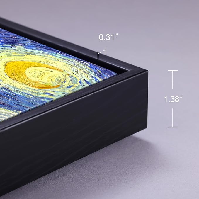 Wieco Art Framed Wall Art Canvas Prints of Starry Night by Vincent Van Gogh Paintings Reproduction Post-Impressionism Artwork Framed Wall Art for Living Room Home Decorations Black Frame