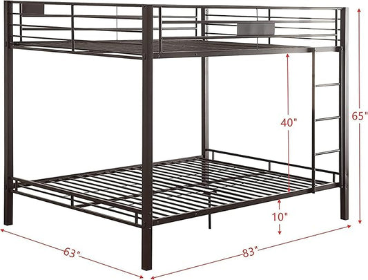 DOONREXS Upgraded Thicken Metal Queen Over Queen Bunk Bed, Heavy Duty Stronger Steel With Ladders and Safety Guard Rail, Easy Assembly
