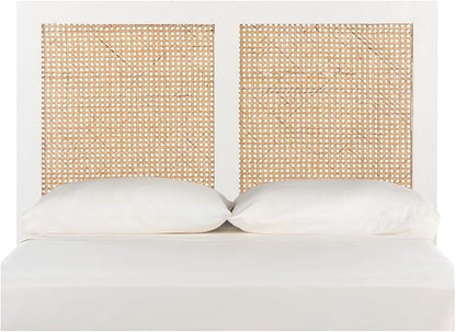 SAFAVIEH Home Collection Vienna White Wash Cane Twin Headboard Platform, Single (HBD8004C-T)