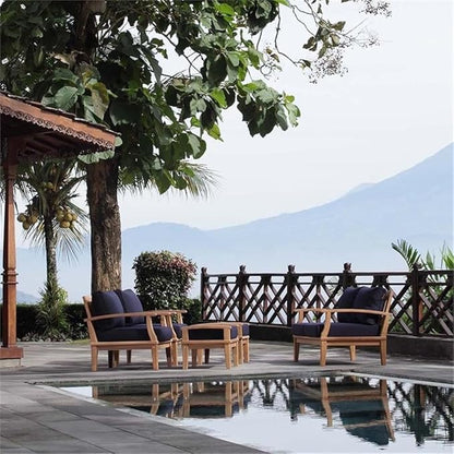 Modway Marina Outdoor Patio Teak Loveseat in Natural Navy