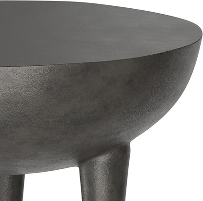 SIMPLIHOME Otto Cast Aluminum Side Table in Graphite, 21-inch Round, Rust-Resistant Metal Accent Table for Living Room, Bedroom, Fully Assembled