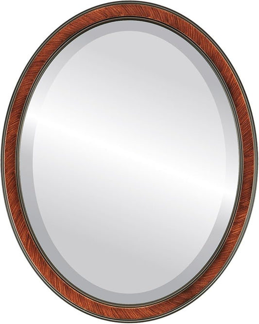 OVALCREST Oval Beveled Wall Mirror for Home Decor - Toronto Style - Vintage Walnut - 18" x 14"