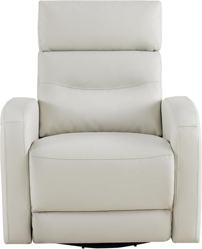 Watson & Whitely Swivel Recliner with Power Headrest, Recliner Chairs for Adults, Small Glider Rocker for Living Room, Faux Leather in Cream