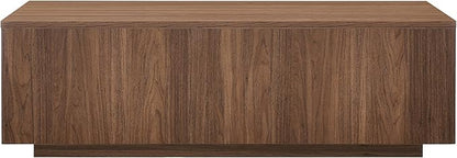 Henn&Hart 48" Rectangular Low-Profile Wood Coffee Table for Living Room, Family Room, or Office, Satin Walnut