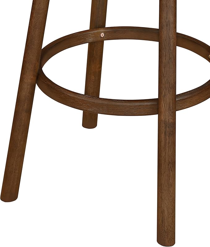 Christopher Knight Home Soley Modern Counter Height Bar Stools Set of 2, Boucle Fabric Round Stool Chair for Kitchen Island, Upholstered Counter Stool with Footrest and Backrest, Walnut+Beige