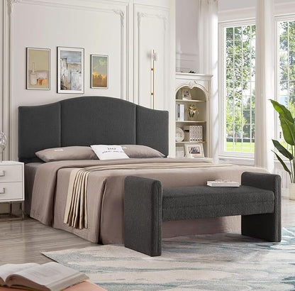 24KF Middle Century Upholstered Foldable California King Size Headboard,Comfortable Boucle Teddy Fabric Headboard King/CA King, 6033-K-Dark Gray