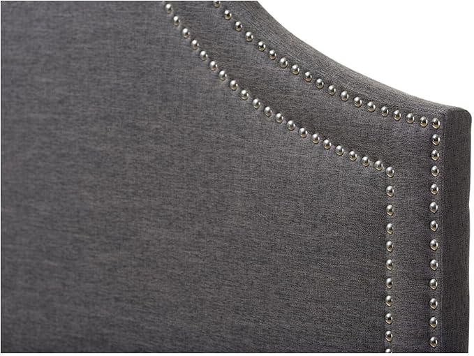 Urban Upmarket Modern and Contemporary Fabric Upholstered Headboard, Nailded Trim Head Board Grey/Full