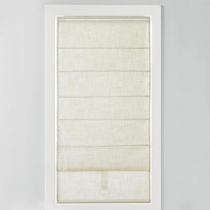 Madison Park Kyler Cordless Roman Shades - Single Panel, Lightweight Linen Blend Fabric, Natural Design, Easy Installation, Light Filtering Window Blind, Bedroom, Living Room Decor 35"W x 64"H Ivory