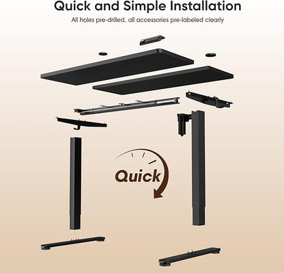 Monomi Standing Desk, 39.4‘’ Small Sit Stand up Height Adjustable Electric Standing Desk with 3 Memory Setting, Ergonomic Home Office Computer Desk, Black