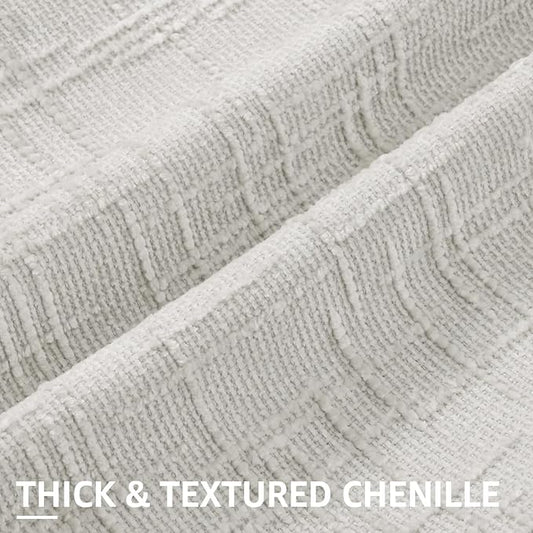 decorUhome Light Grey Chenille Throw Pillow Covers 24x24 Set of 2 Thick Textured Slubby Couch Pillow Covers Farmhouse Accent Modern Neutral Decorative Pillow Cases for Bed Sofa Living Room