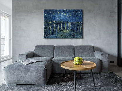 Wieco Art Starry Night Over the Rhone Canvas Prints Wall Art by Van Gogh Famous Oil Paintings Reproduction Extra Large Modern Gallery Wrapped Giclee Artwork Seascape Pictures for Bedroom Home Decor
