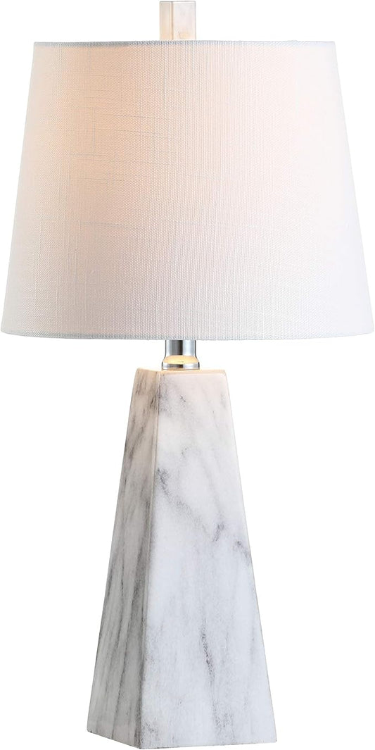 JONATHAN Y JYL1037A Owen 20.5" Resin LED Table Lamp, Contemporary, Office, Living Room, Family Room, Dining Room, Bedroom, Hallway, White Marble Finish