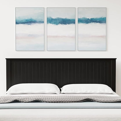 Glenwillow Home Wainscott Wood Panel Headboard in Black - King Size