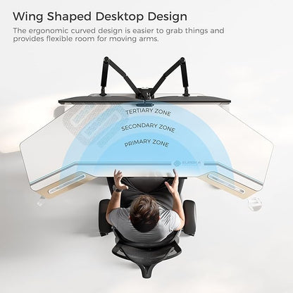 EUREKA ERGONOMIC Standing Desk, 72" Electric Adjustable Height Desk,Wing Shaped Computer Desk Large Music Studio Table, Dual Motor&Slot, Maple