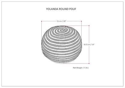 SIMPLIHOME Yolanda Boho Round Pouf in Natural Jute for the Living Room, Bedroom and Kids Room