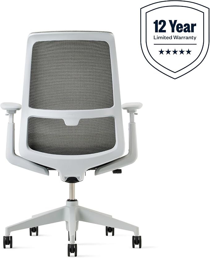 Haworth Soji Office Chair with Ergonomic Adjustments, Flexible Mesh Back (Stone)