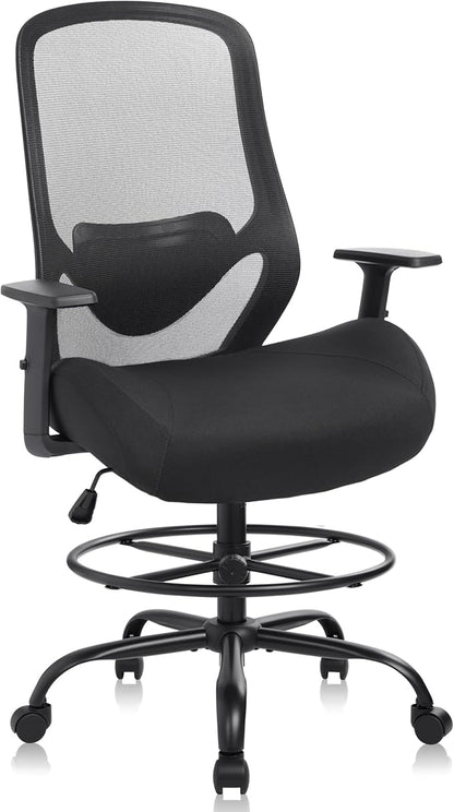HYLONE 400lbs Drafting Chair,Adjustable High Back Computer Office Chair with Lumbar Support Standing Desk Chair Heavy Duty Big Tall Drafting Stool for Artists with Adjustable Footrest