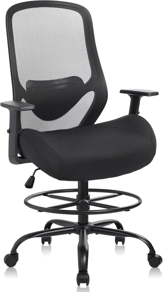 HYLONE 400lbs Drafting Chair,Adjustable High Back Computer Office Chair with Lumbar Support Standing Desk Chair Heavy Duty Big Tall Drafting Stool for Artists with Adjustable Footrest