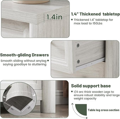Farmhouse Sideboard Buffet Cabinet with Drawers, 59" Large Credenza Kitchen Storage Cabinets with Shelves & 4 Doors, Wood Rustic Coffee Bar Console Table for Living Room, White