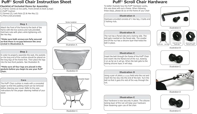 Howard Elliott Scroll Puff Rocker Seating Chair With Cover, Multipurpose Alternate Seating Butterfly Chair with Titanium Frame, Patio Furniture for Camping, Home, Indoor & Outdoor, Bella Moss
