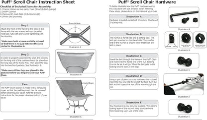 Howard Elliott Scroll Puff Rocker Seating Chair With Cover, Multipurpose Alternate Seating Butterfly Chair with Titanium Frame, Patio Furniture for Camping, Home, Indoor & Outdoor, Bella Moss