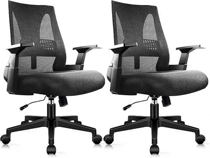 CLATINA 500lbs Big and Tall Office Chair Heavy Duty Mesh Ergonomic Computer Chairs with Adjustable Lumbar Support and Wide Comfy Seat for Home Office Conference Heavy People, Black(2 Pack)
