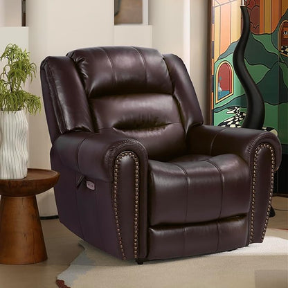 EONIX Classic Dual Motor Power Lift Recliner Chair for Elderly, 400lbs Heavy Duty Breathable Faux Leather Recliner with Heat and Massage, Lay Flat Lift Chair Recliner for Adults, SLRY005, Dark Brown
