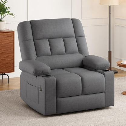 Soohow Oversized Power Lift Recliner Chair with Massage and Heat for Elderly Big and Tall, Large Fabric Recliner Wide Electric Recliner Chair with USB Ports, Cup Holders, Side Pockets