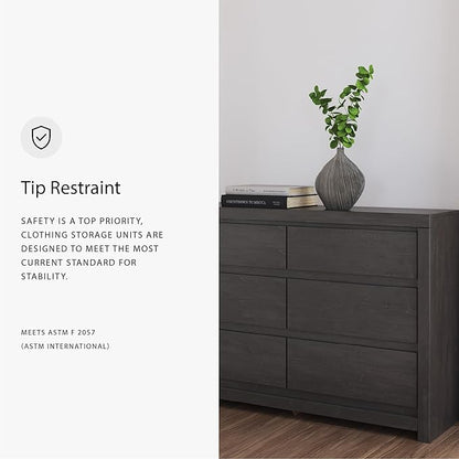 Signature Design by Ashley Parlayon Casual 6-Drawer Dresser with Safety Stop, Gray