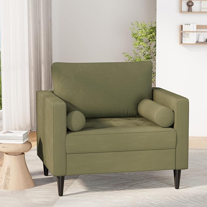 MELLCOM 38" Oversized Accent Chair Armchair Over Sized Chairs for Living Room Comfy,Large Modern Chair and A Half & Oversized Living Room Chairs,Wide Accent Armchair for Bedroom Green