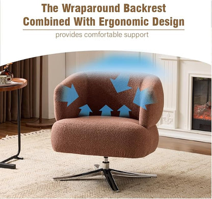 Pro 360° Swivel Accent Chair, Cuddle-Style Lounge Chair with Ergonomic Wrap-Around Backrest, 500LBS Capacity Red Linen Fabric Rotatable Sofa Chair for Living Room, Balcony, Study
