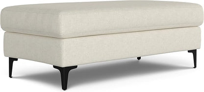 SIMPLIHOME Ava Large Rectangular Ottoman in 100% Recycled Polyester Tightly Woven Performance Fabric, Cream, 48-inches Wide, Multipurpose Table or Footrest Ottoman, Assembled, For Living Room