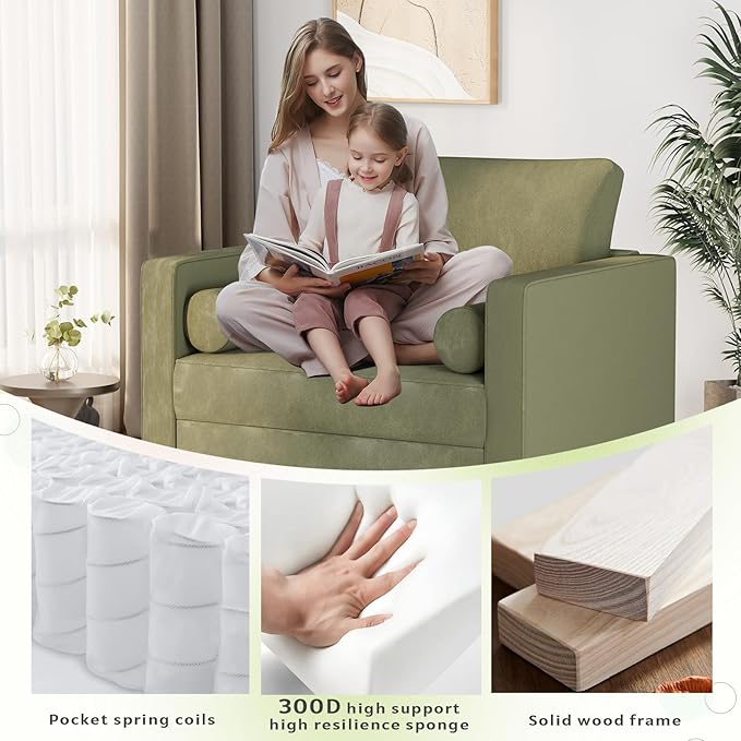 MELLCOM 38" Oversized Accent Chair Armchair Over Sized Chairs for Living Room Comfy,Large Modern Chair and A Half & Oversized Living Room Chairs,Wide Accent Armchair for Bedroom Green