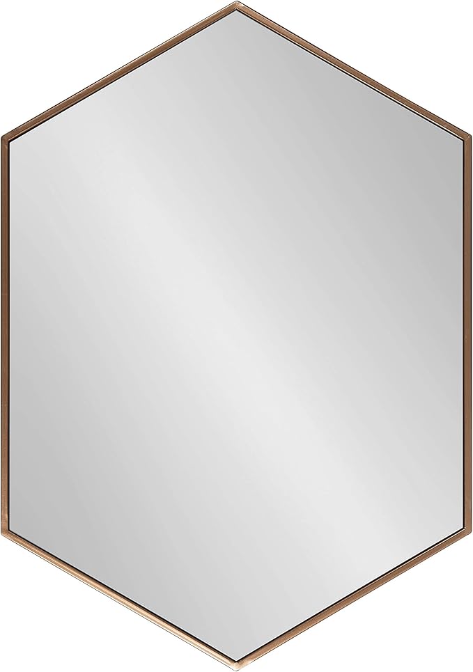 Kate and Laurel McNeer Modern Wall Mirror, 31 x 22, Bronze, Geometric Hexagon Mirror for Wall