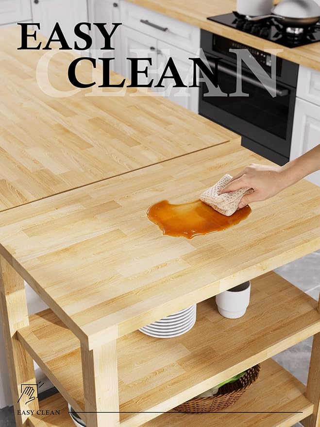 Butcher Block Countertop Birch Solid Wood - 36" x 25" Table Top Butcher Block Cutting Board for Kitchen Island Living Dining Table Office Desk Workbench Laundry Countertop Unfinished 1.5" Th