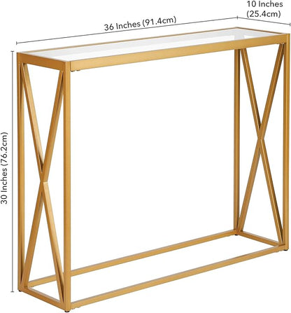 Arlo 36'' Wide Rectangular Console Table in Brass