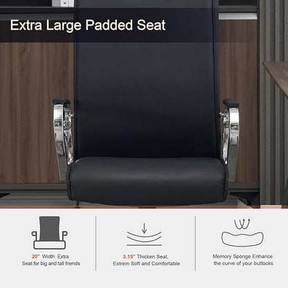 Okeysen Office Desk Chair, Ergonomic Leather Modern Conference Room Chairs, Executive Height Adjustable Swivel Rolling Chair for Home Office.
