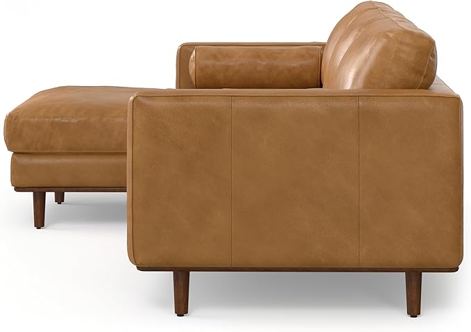 SIMPLIHOME Morrison Left Sectional Sofa in Full-Grain Genuine Leather, Sienna, 102-inches Wide, L-Shaped Leather Couch with Left Chaise for The Living Room and Family Room