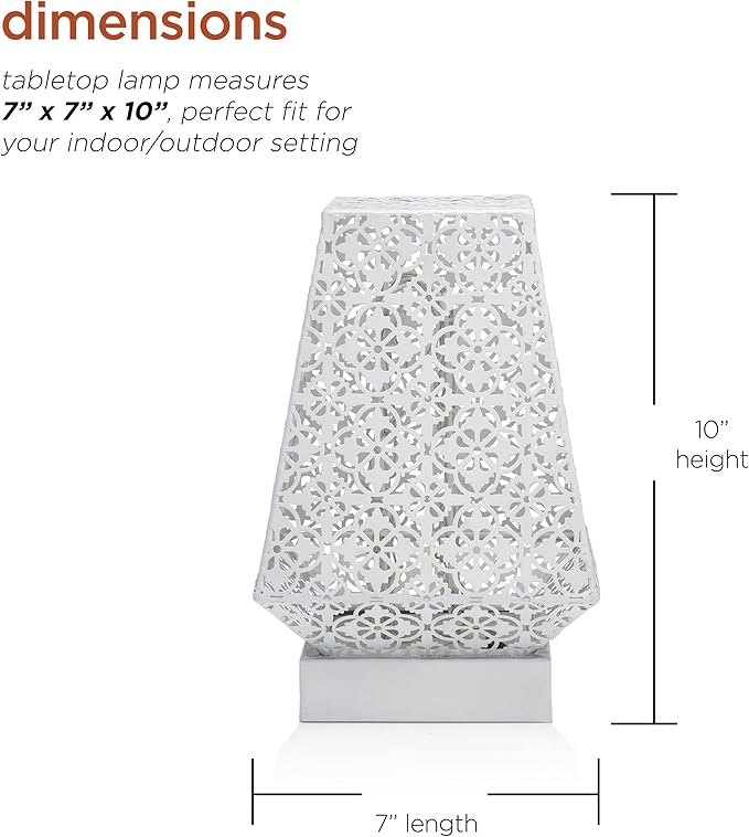 Alpine Corporation LGB104M-WT 10" Tall Tabletop Lamp with Chain Style Filament LED Lights