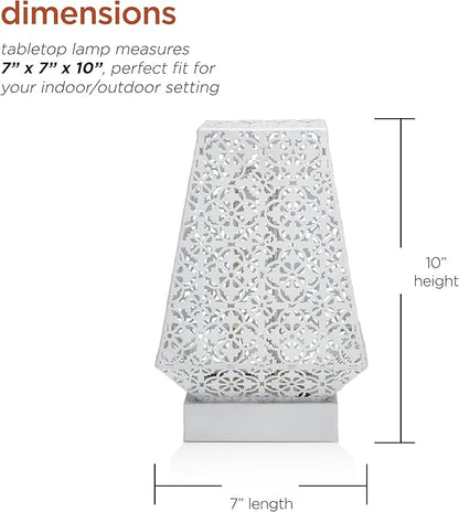Alpine Corporation LGB104M-WT 10" Tall Tabletop Lamp with Chain Style Filament LED Lights