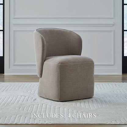Liberty Furniture Accent Dining Chairs with Castors - Rounded Arm - Truffle Upholstry - Set of Four