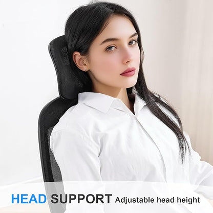 Ergonomic Home Office Desk Chair,Breathable Mesh Chair with Expanded High Back Lumbar Support,Adjustable Height,Armrests and Headrest