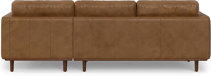 SIMPLIHOME Morrison Right Sectional Sofa in Full-Grain Genuine Leather, Caramel Brown, 102-inches Wide, L-Shaped Leather Couch with Right Chaise for the Living Room and Family Room