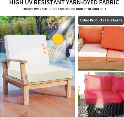 Easy-Going Waterproof Patio Cushion Covers 24x24x4 inch 4 Pack Replacement Non-Slip Outdoor Seat Cushion Slipcover with Zipper. Cream