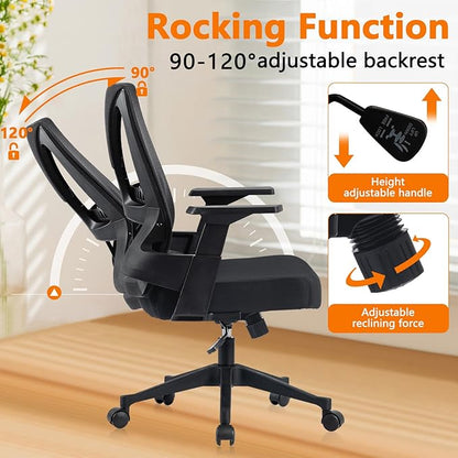 CLATINA 500lbs Big and Tall Office Chair Heavy Duty Mesh Ergonomic Computer Chairs with Adjustable Lumbar Support and Wide Comfy Seat for Home Office Conference Heavy People, Black(4 Pack)